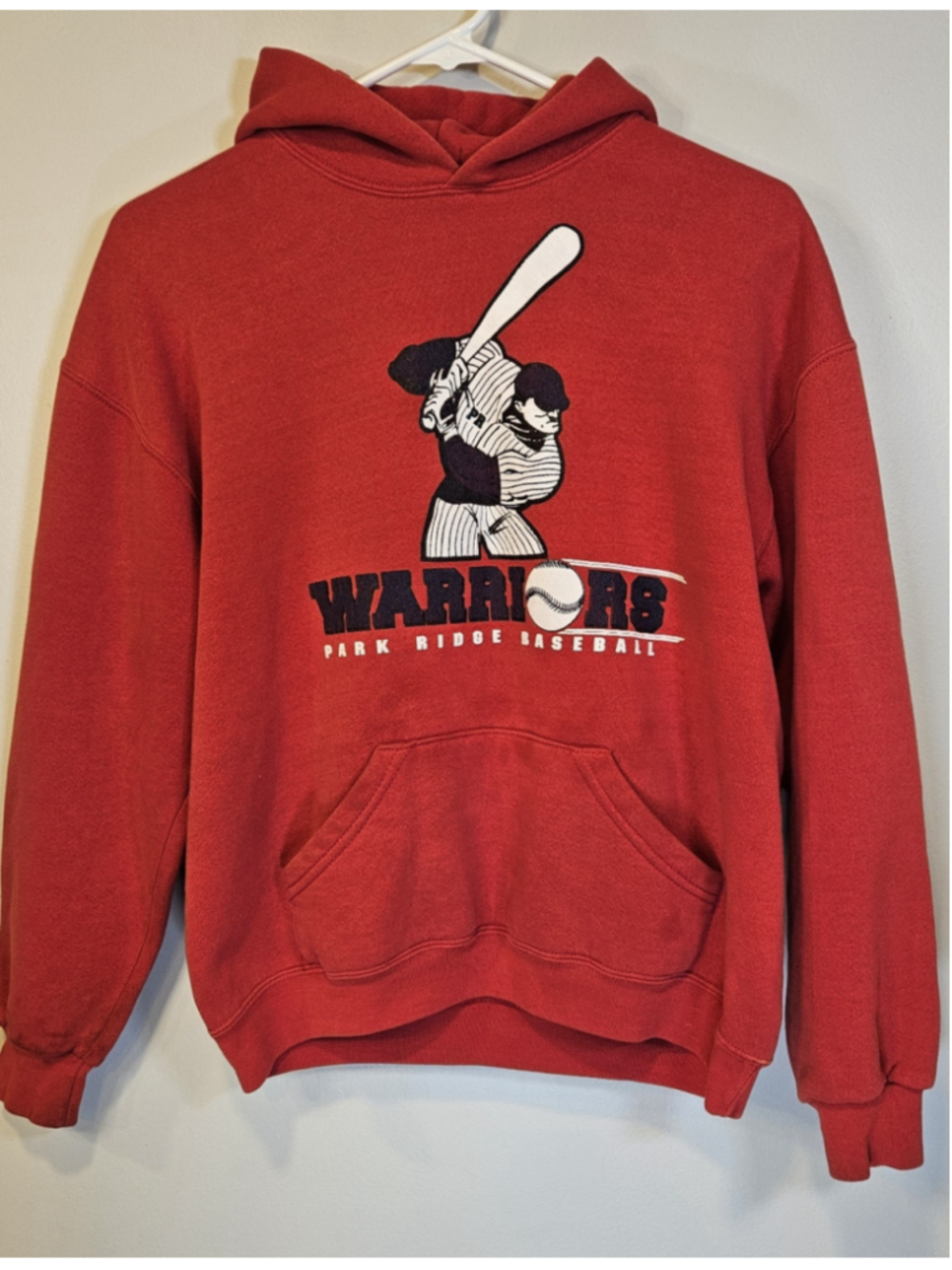 Vintage Soffe USA Warriors Park Ridge Baseball Hoodie Youth XL Red Sweatshirt